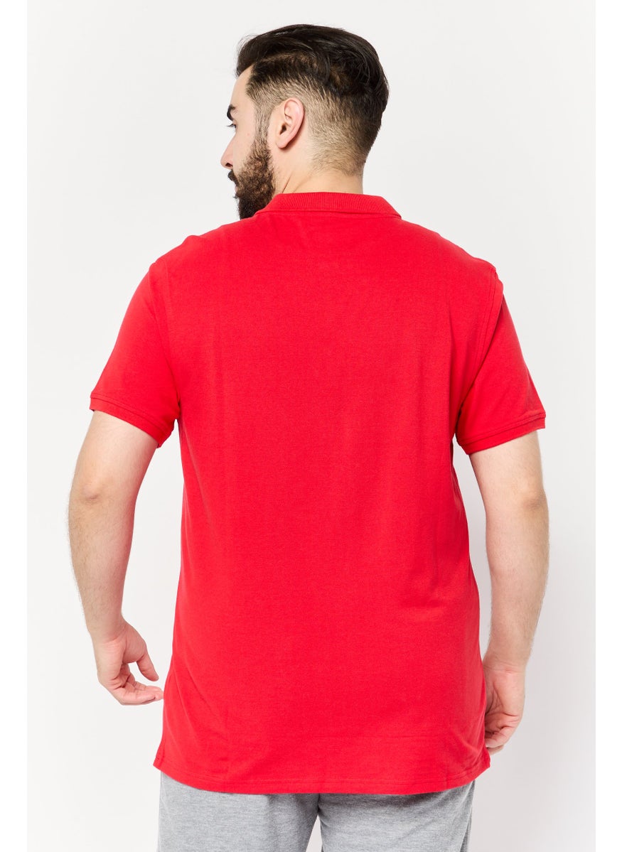 Men Sportswear Fit Short Sleeve Golf Polo Shirt, Red