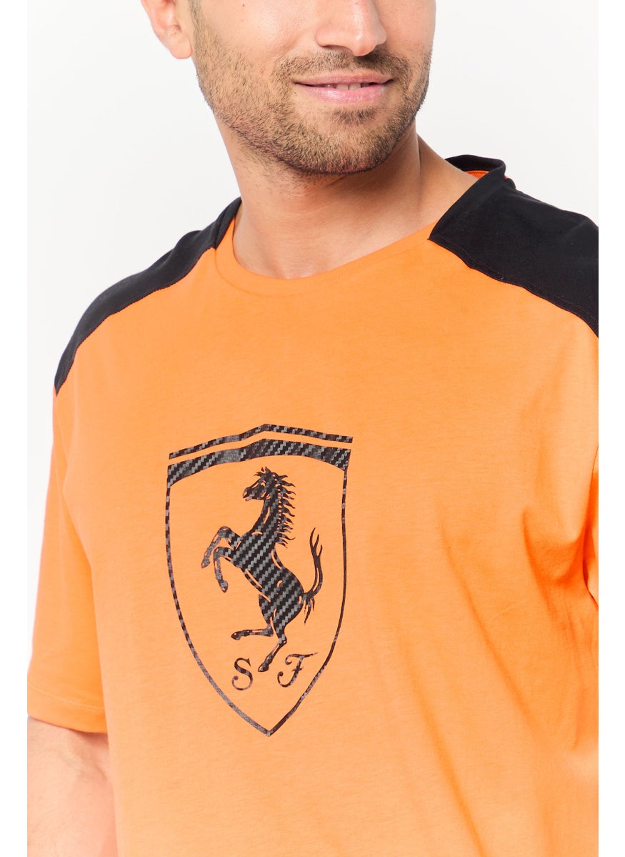 Men Sportswear Fit Short Sleeve Running T-Shirt, Orange