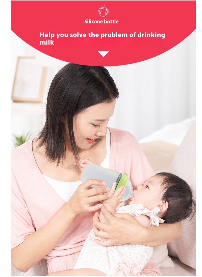 150ml/ 5oz Silicone Squeeze Baby Rice Cereal Bottle Food Dispensing Spoon Leak Proof Portable Training Feeding Bottles With Spoon For Babies Infants Toddlers