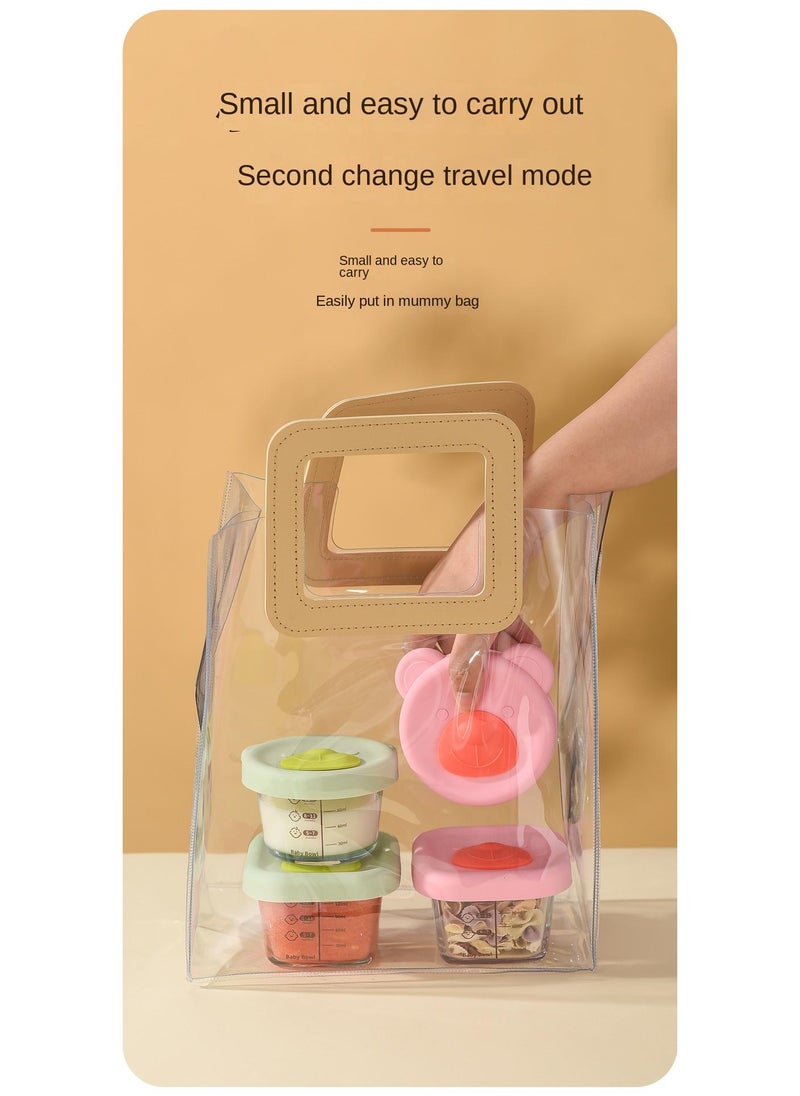 4-Piece Glass Food Storage Container Baby Complementary Food Box Set