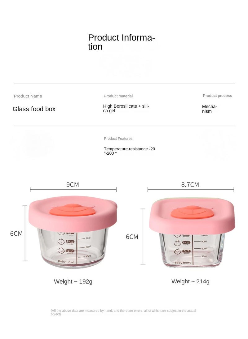 4-Piece Glass Food Storage Container Baby Complementary Food Box Set