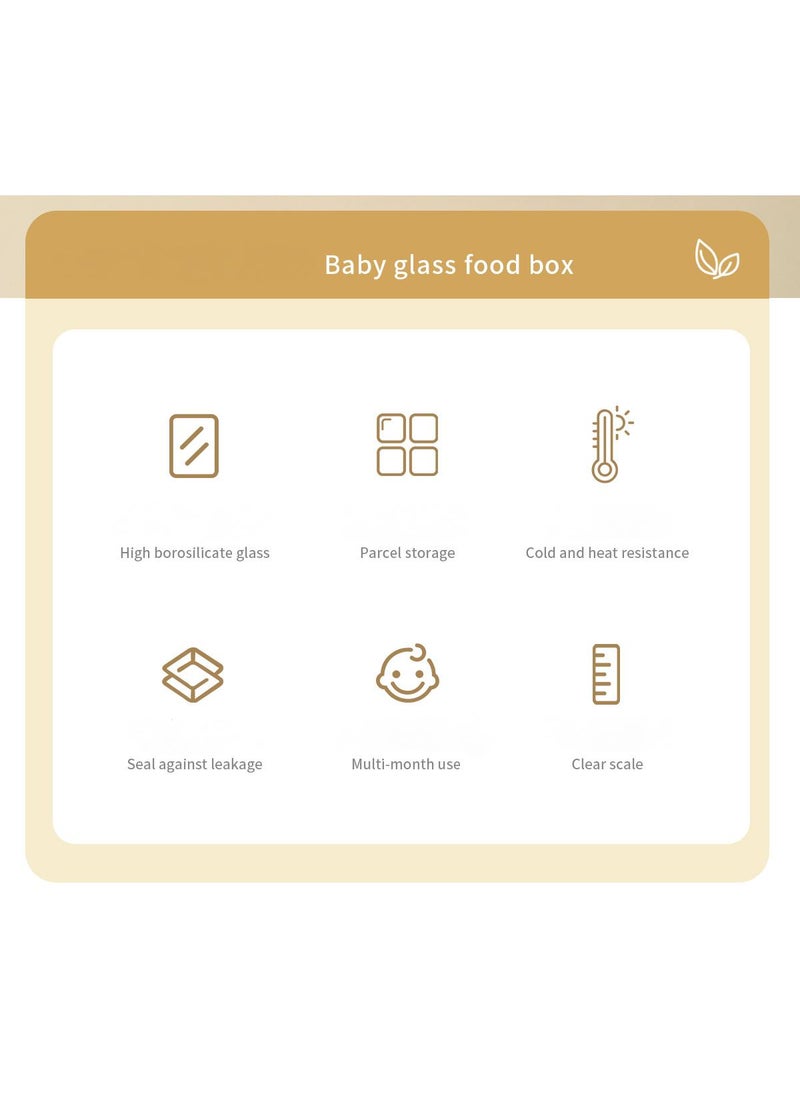 4-Piece Glass Food Storage Container Baby Complementary Food Box Set