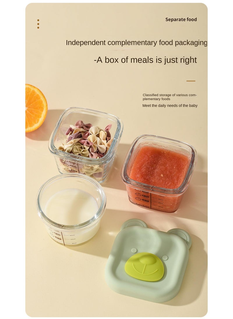 4-Piece Glass Food Storage Container Baby Complementary Food Box Set