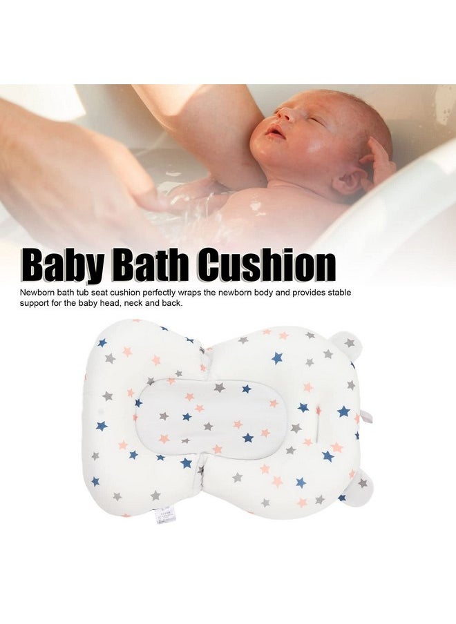 Baby Bath seat Cushion, Foldable Adjustable Infant Bath, Bathing Tub Seat Newborn Bath Anti Slip Cushion Seat for Newborn Baby (White Stars)