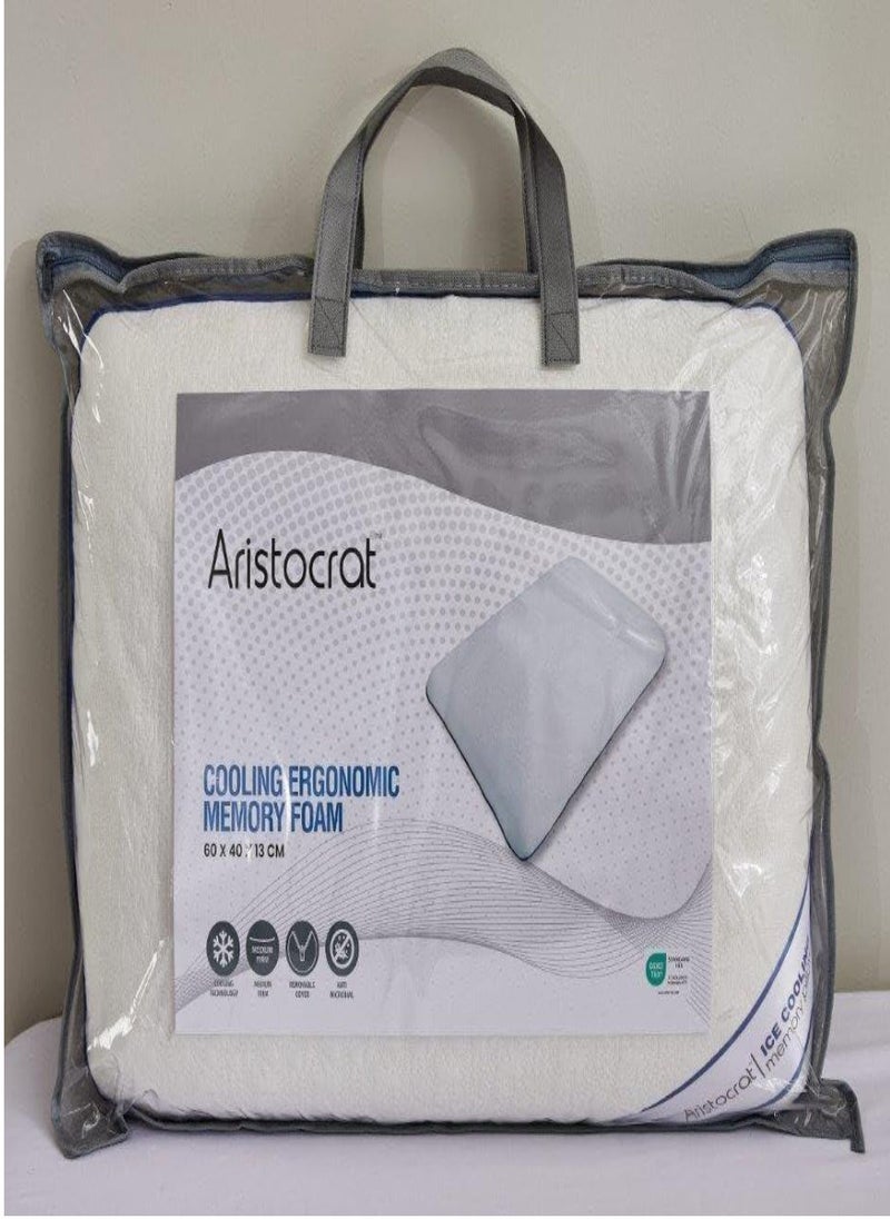 Cooling Ergonomic Memory Foam Pillow with Cooling Technology and Removable cover - 60x40x13cm