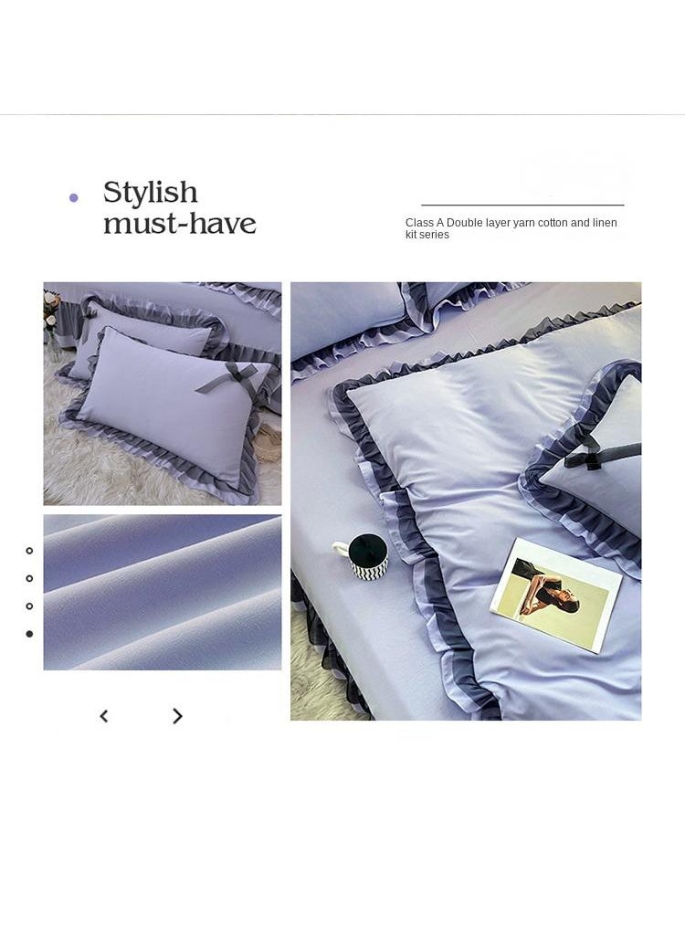 Simple Solid Color Washable Bed Sheet And Duvet Cover Set