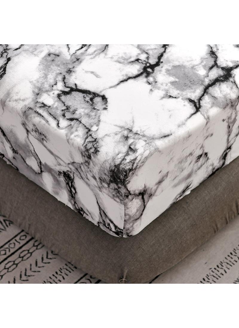 3-Piece Marble Patterned Bed Sheets Mattresses Breathable Mattress Cover
