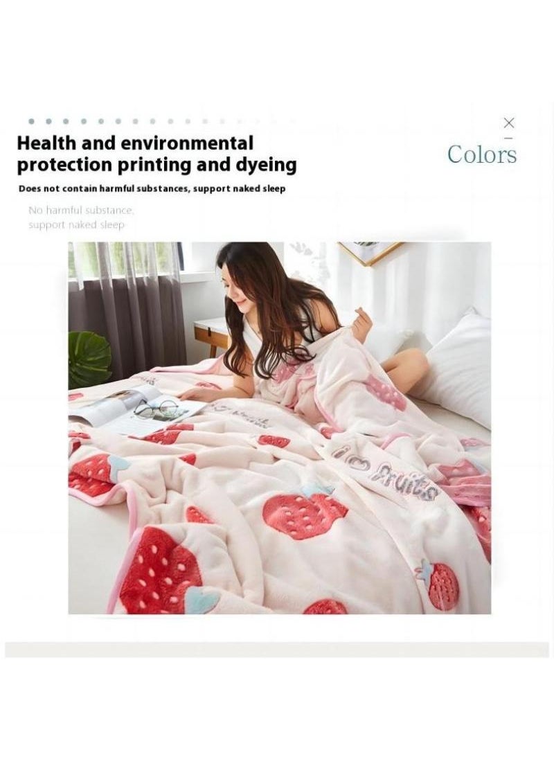 1-Piece Strawberry Pattern Interesting Cozy Blanket Air Conditioning Blanket