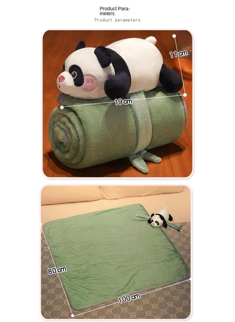 Cartoon Polyester Blanket With Panda Doll Air Conditioning Blanket Office Nap Blanket 80x100cm
