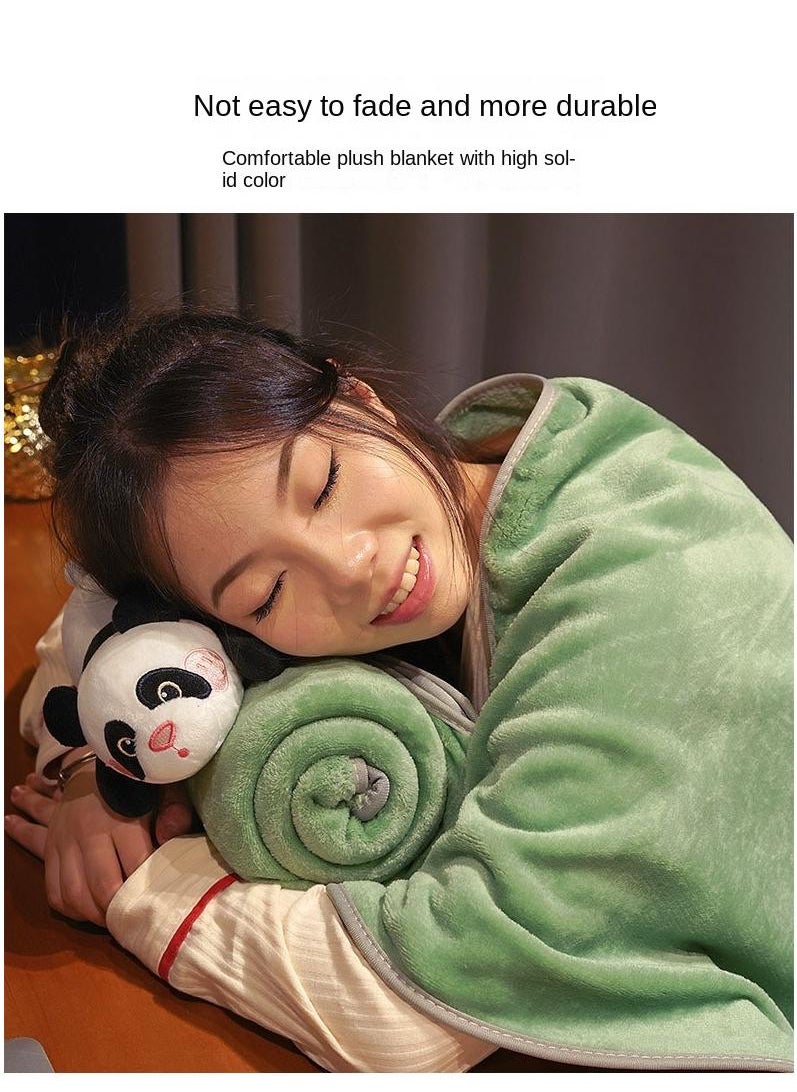 Cartoon Polyester Blanket With Panda Doll Air Conditioning Blanket Office Nap Blanket 80x100cm