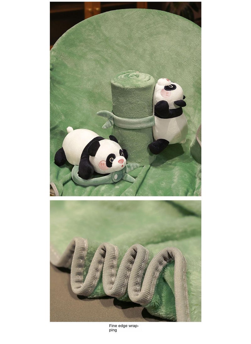 Cartoon Polyester Blanket With Panda Doll Air Conditioning Blanket Office Nap Blanket 80x100cm