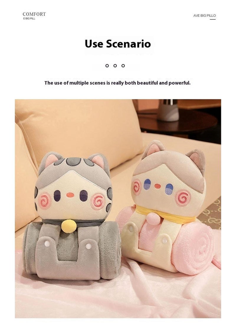 Cartoon Polyester Blanket With Cat Doll Air Conditioning Blanket Office Nap Blanket 80x100cm
