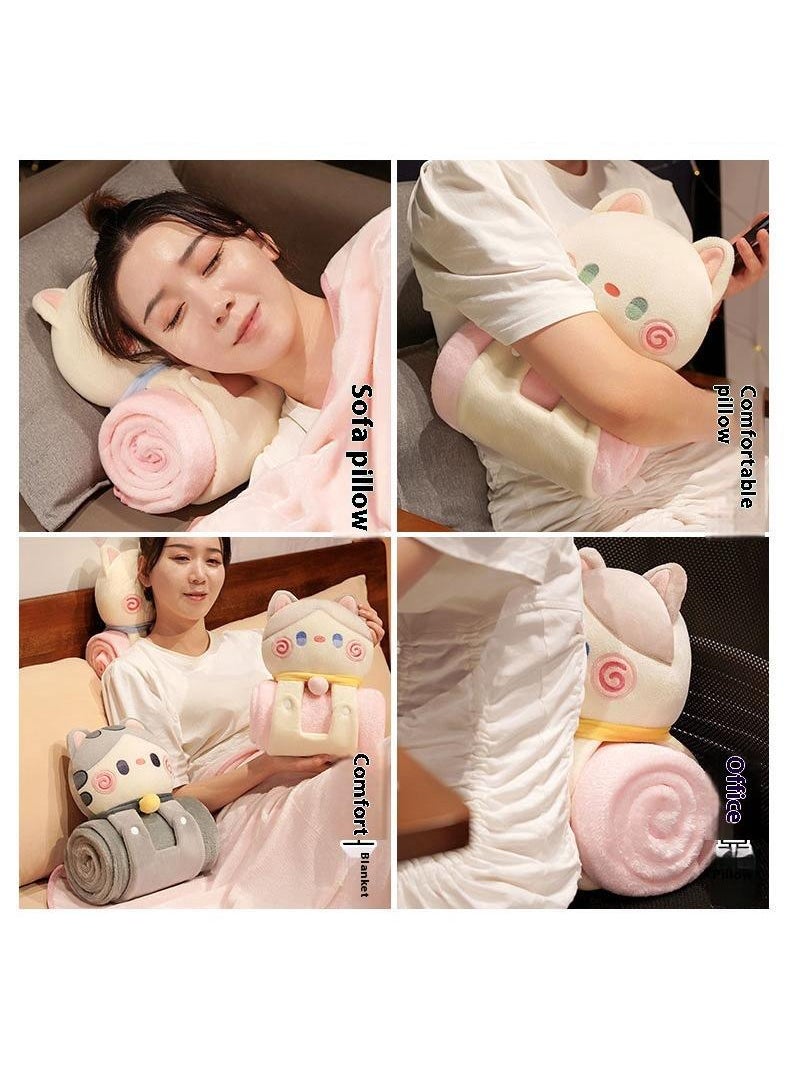 Cartoon Polyester Blanket With Cat Doll Air Conditioning Blanket Office Nap Blanket 80x100cm