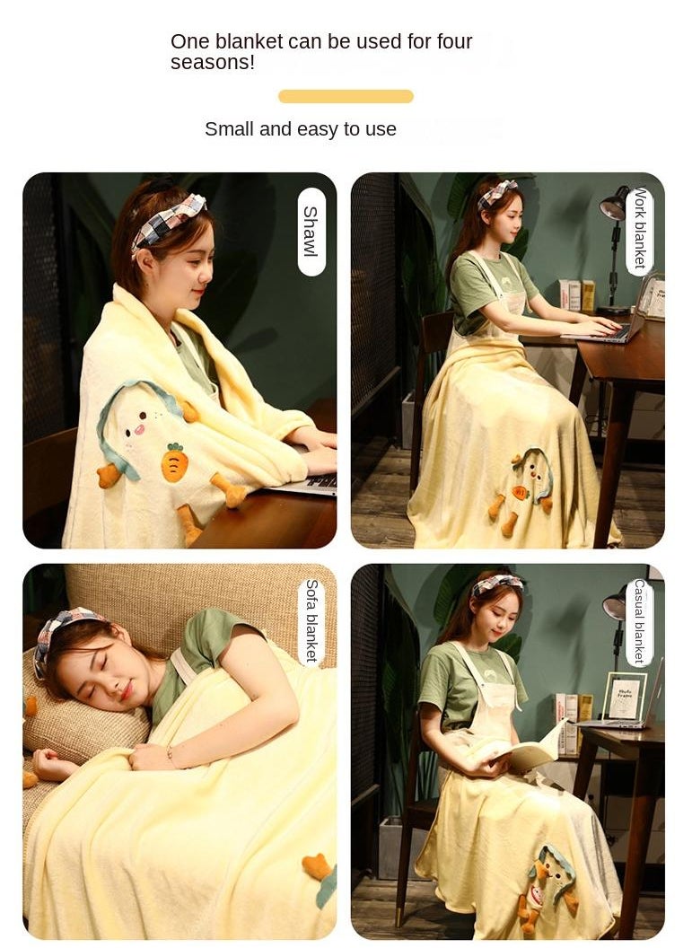Cartoon Carrot Doll Design Interesting Cozy Blanket Air Conditioning Blanket Office Nap Blanket 80x100cm