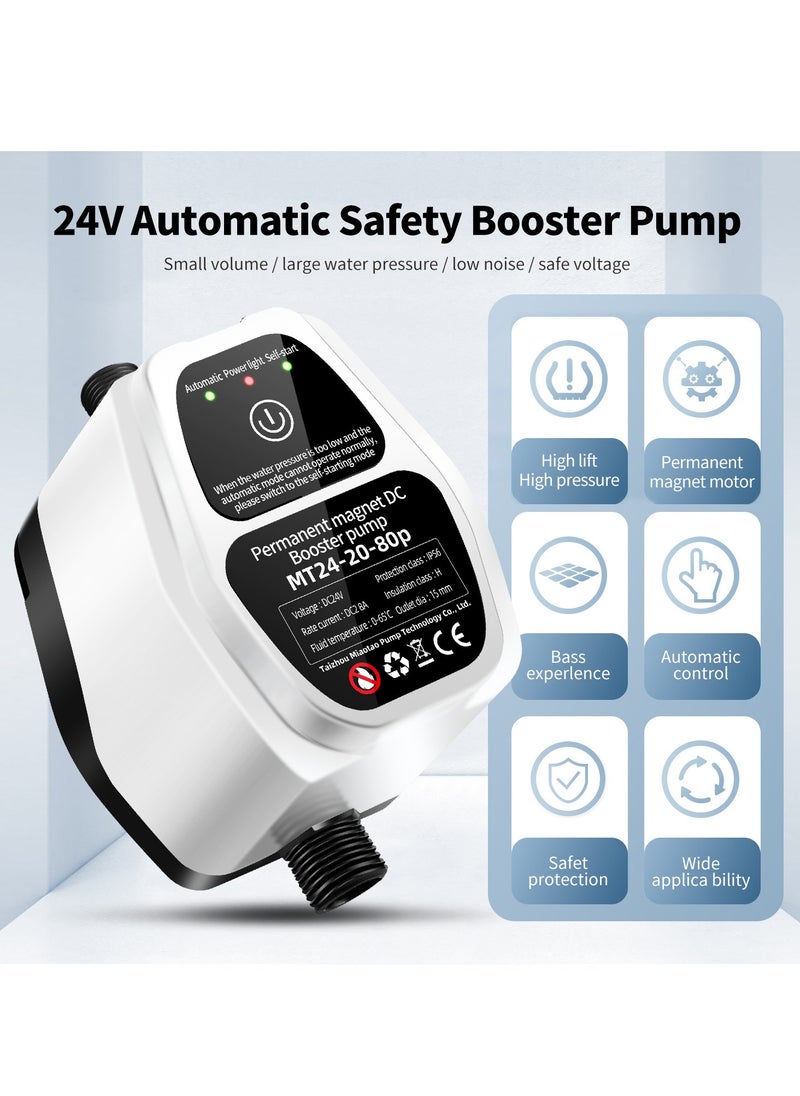 Automatic Water Pressure Booster Pump, 80Pa Automatic Booster Pump Shower Booster Recirculating Pump DC Pressure Switch for Home Bathroom Kitchen Laundry(UK)