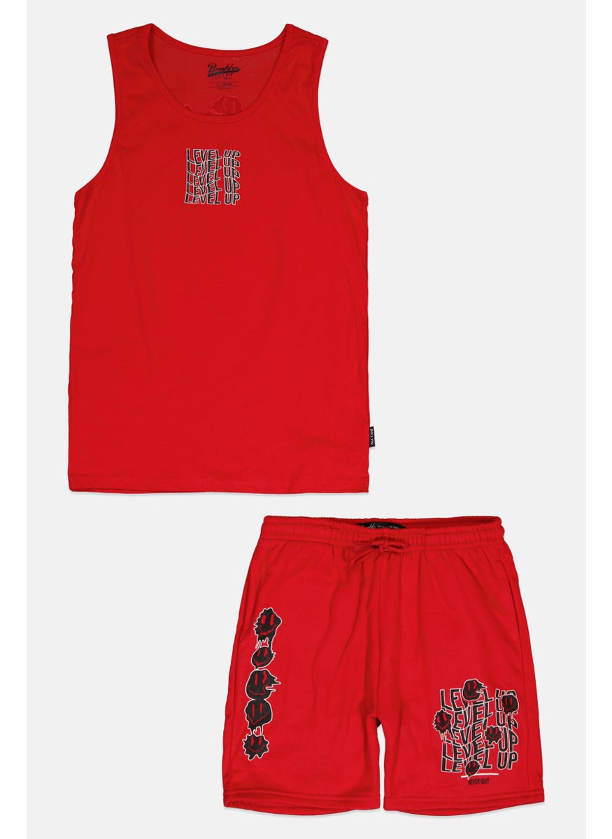 Kids Boy 2 Piece Sleeveless Top With Shorts, Red