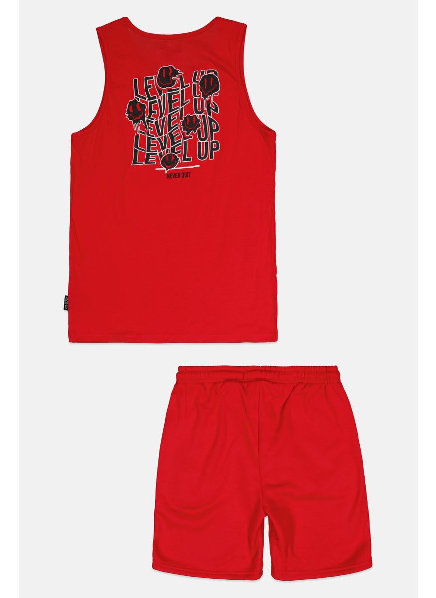 Kids Boy 2 Piece Sleeveless Top With Shorts, Red