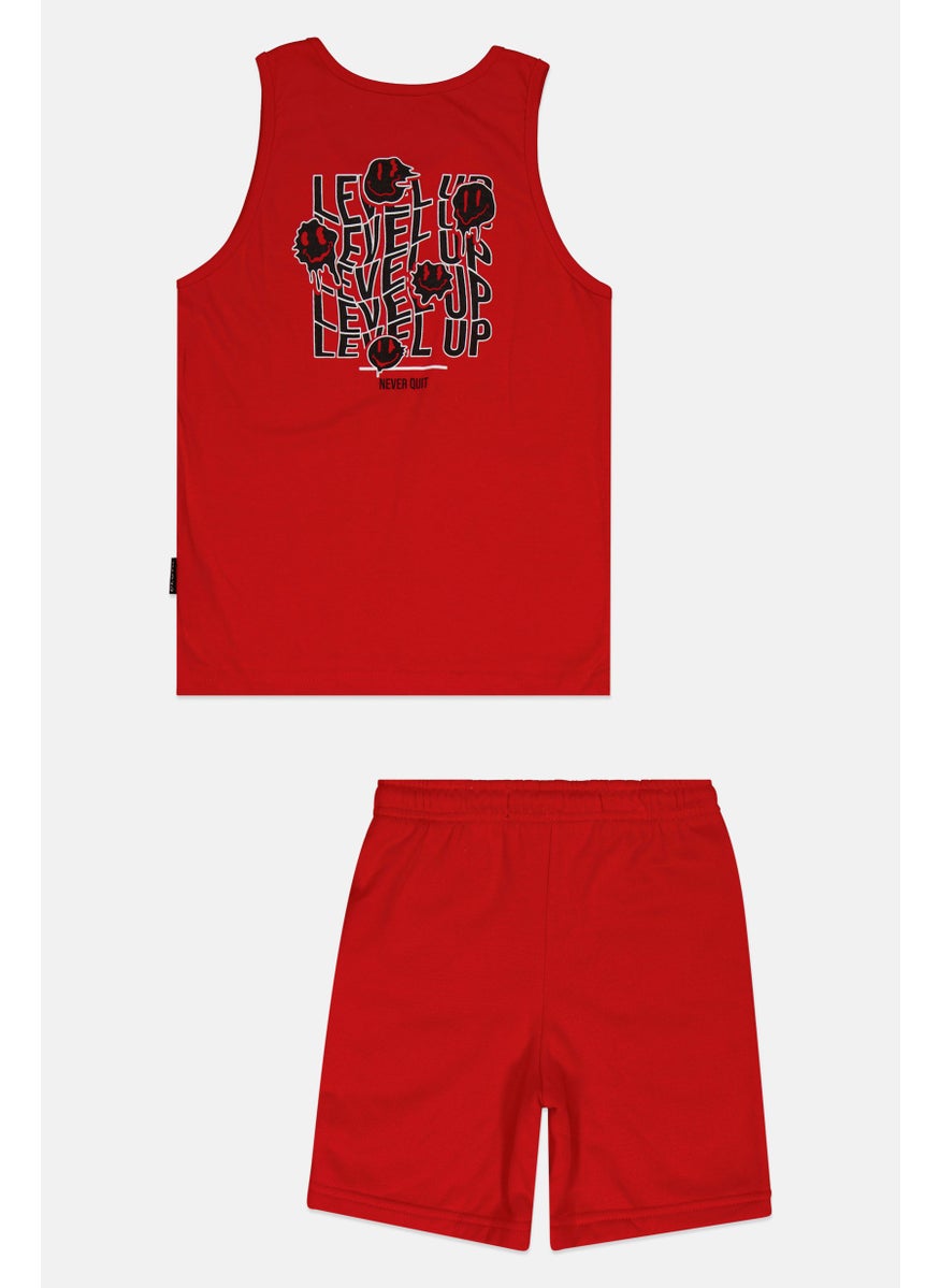 Kids Boy 2 Pieces Tank Top And Shorts Set, Red