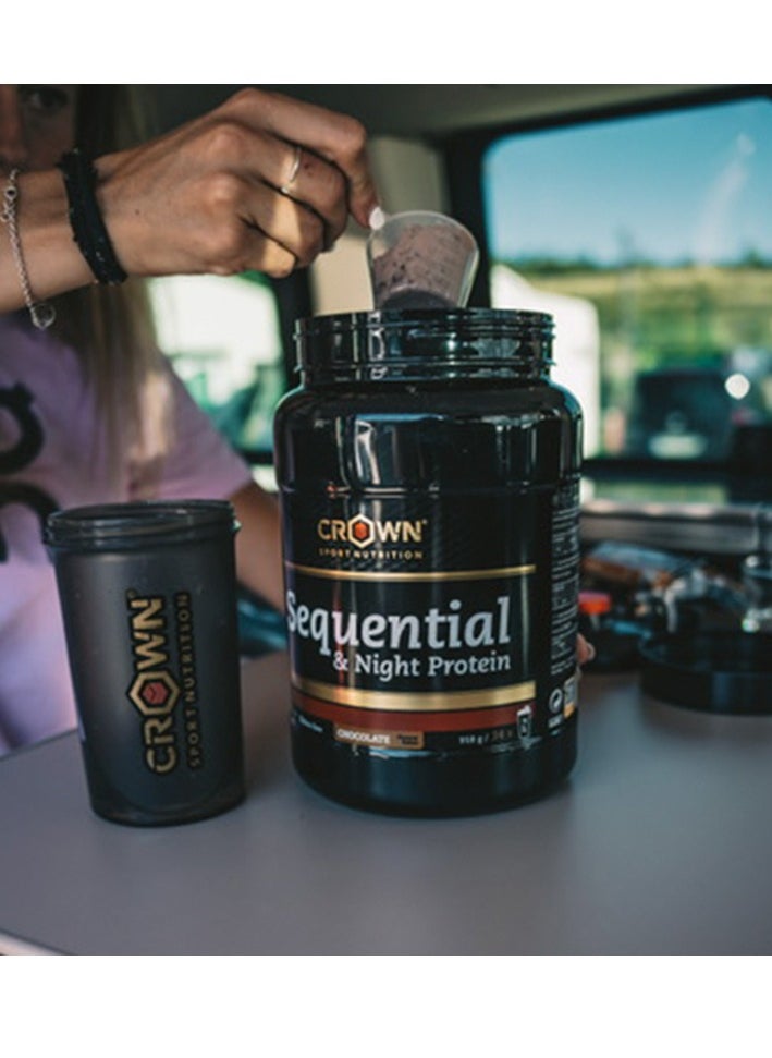 Crown Sport Nutrition Sequential & Night Protein, Gluten Free Chocolate Flavor,  Rich in Protein and Low in Fat (918 Grams, 34 servings)