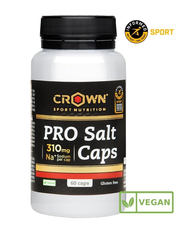 Crown Sport Nutrition PRO Salt Caps, Based on highly bioavailable mineral salts, VEGAN 60 Caps