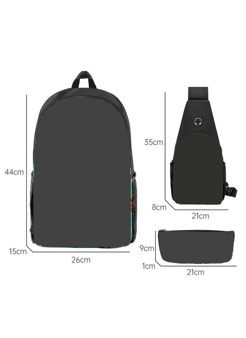3-Piece Cartoon BACKWOODS 3D Print Backpack Set
