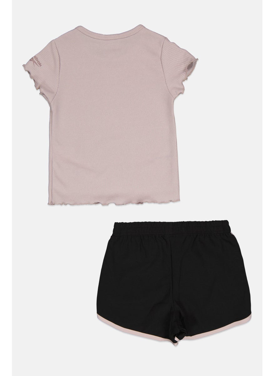 Toddlers Girl Brand Logo T-Shirt and Short Set, Lilac/Black