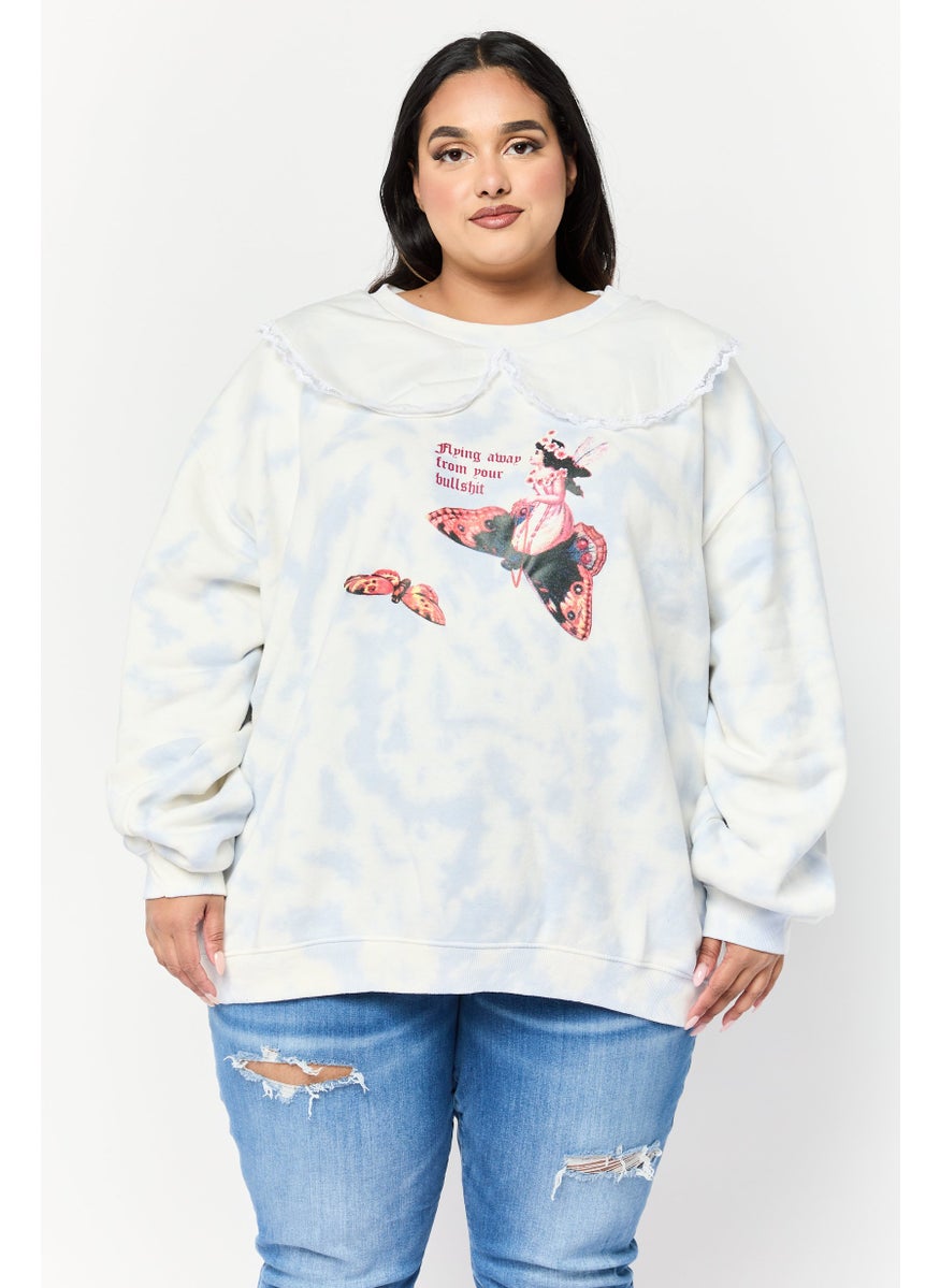Women Round Neck Graphic Print Sweatshirt, Multicolor