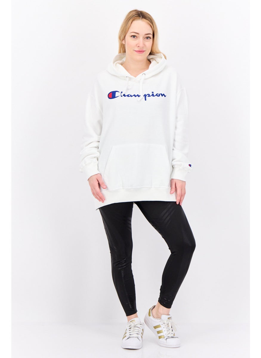 Women Sportswear Fit Long Sleeves Outdoor Hooded Sweatshirt, White