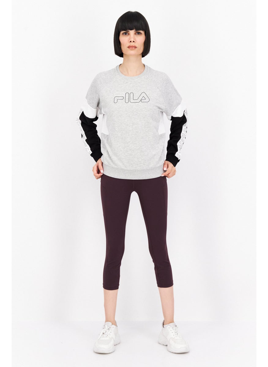 Women Sportswear Fit Long Sleeve Outdoor Sweatshirts, Grey Combo