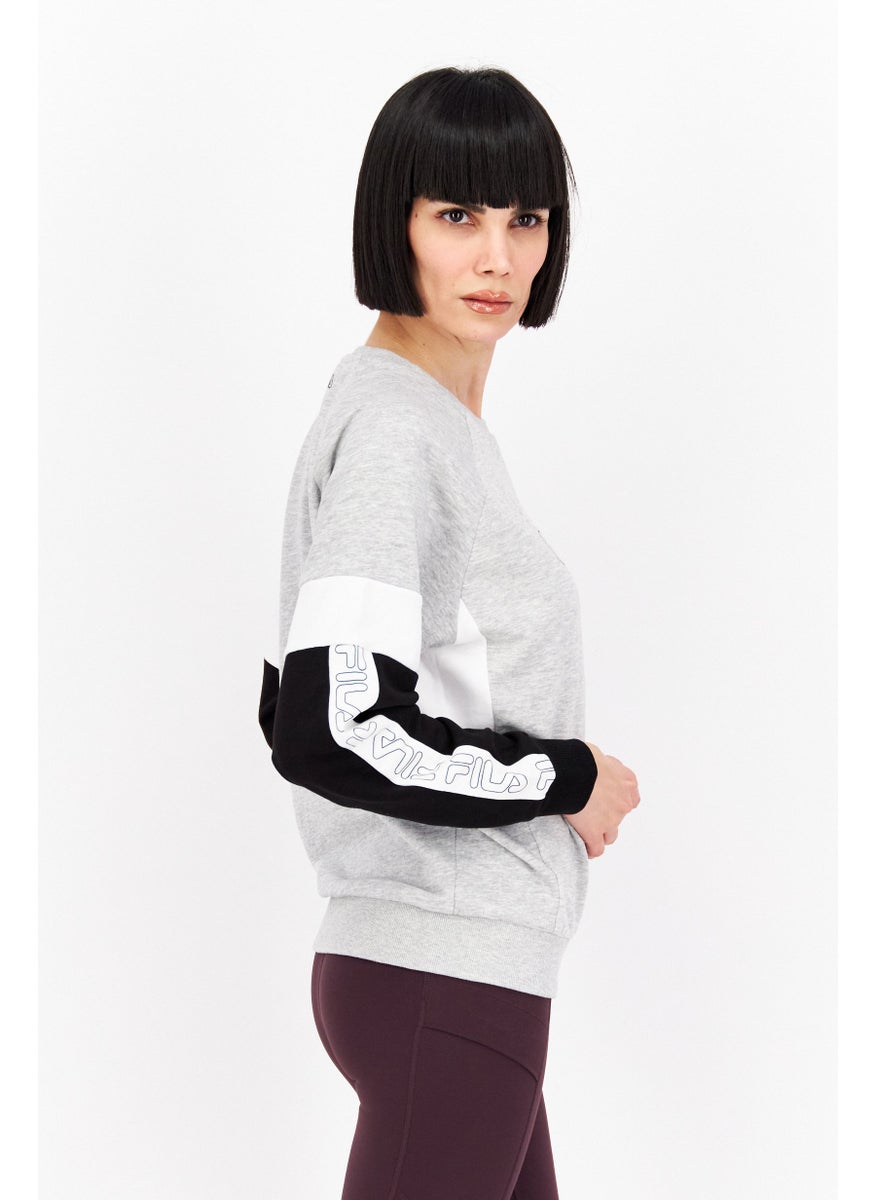 Women Sportswear Fit Long Sleeve Outdoor Sweatshirts, Grey Combo