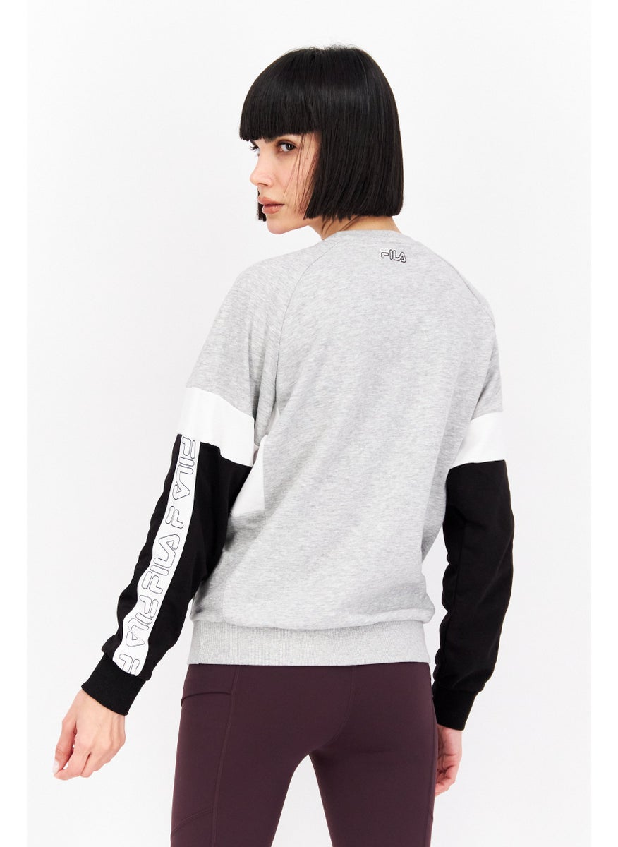 Women Sportswear Fit Long Sleeve Outdoor Sweatshirts, Grey Combo