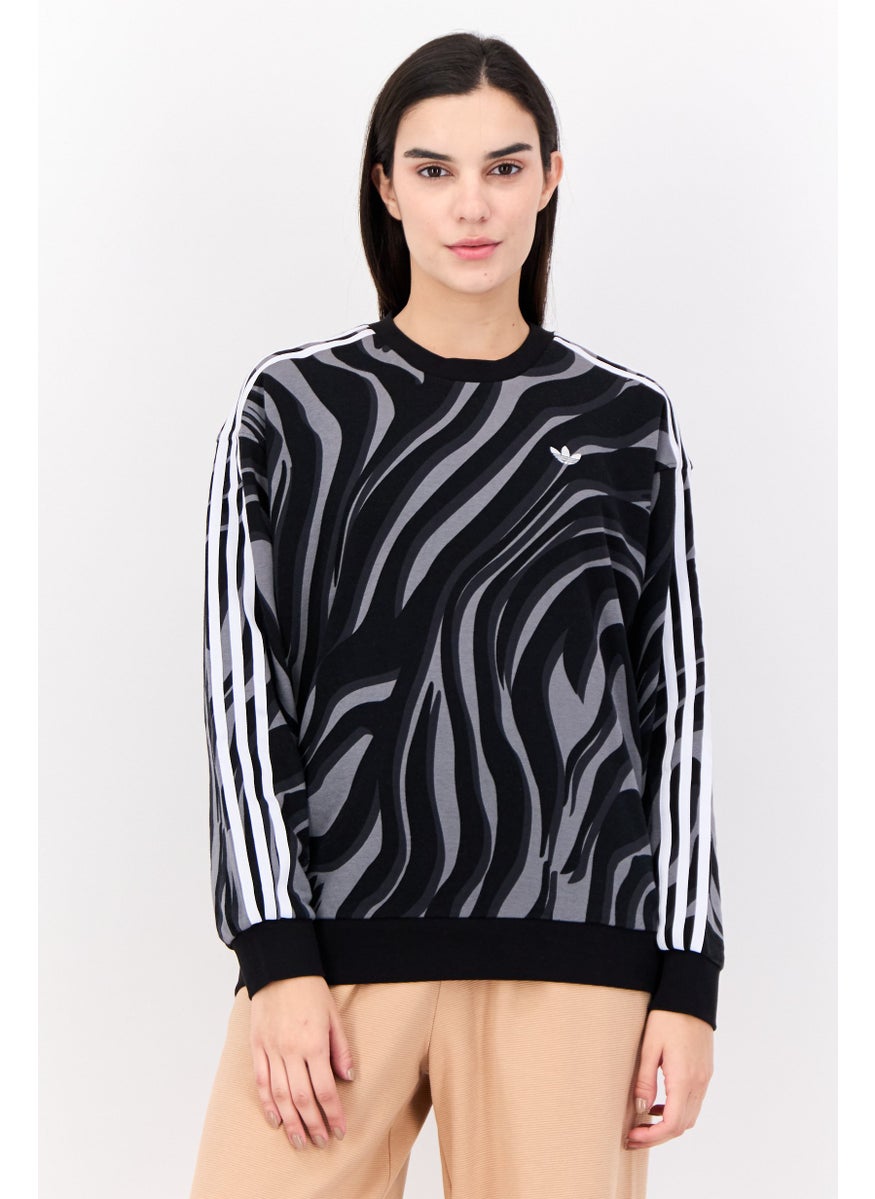 Women Sportswear Fit Long Sleeves Outdoor Sweatshirt, Black