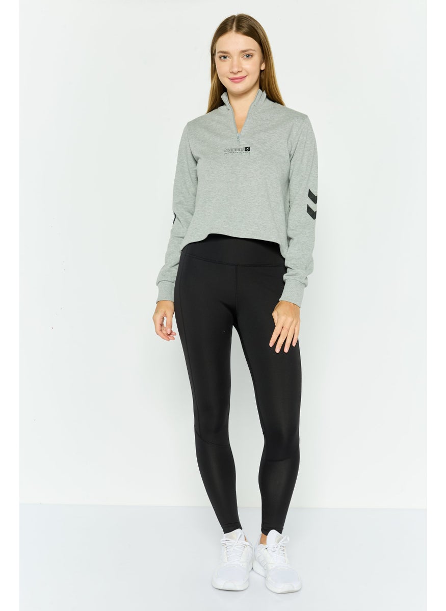 Women Sportswear Fit Long Sleeve Training Cropped Sweatshirts, Heather Grey