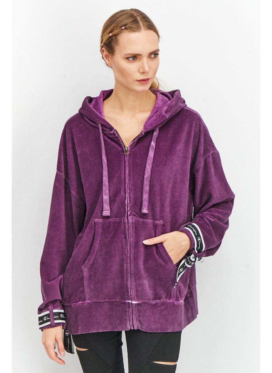 Women Sportswear Fit Long Sleeve Hoodies, Violet
