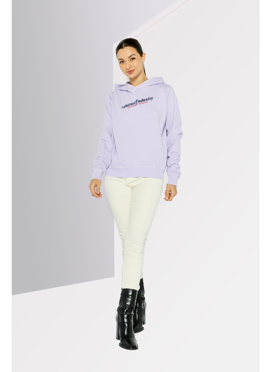 Women Graphic Print Long Sleeves Hoodies, Purple