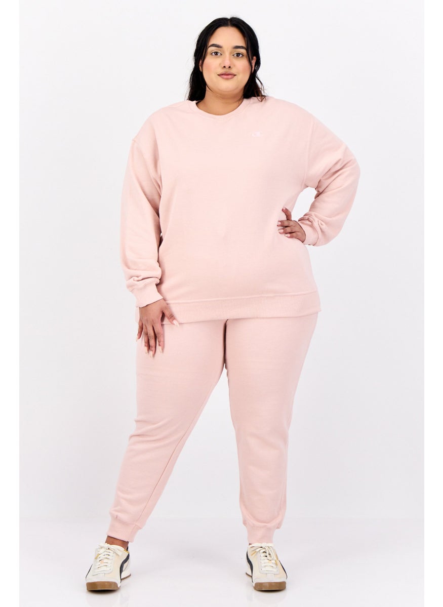 Women Plus Size Long Sleeves Outdoor Sweatshirts, Pink