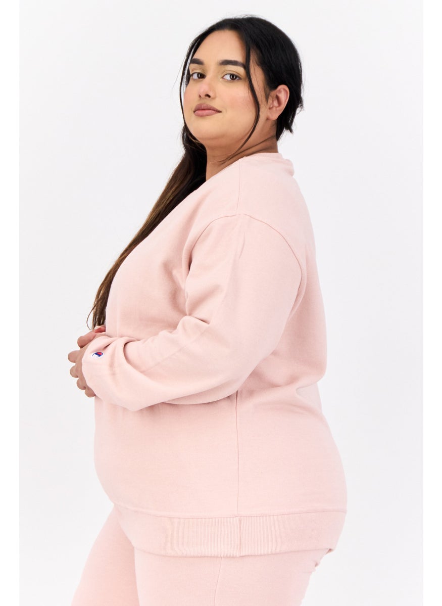Women Plus Size Long Sleeves Outdoor Sweatshirts, Pink