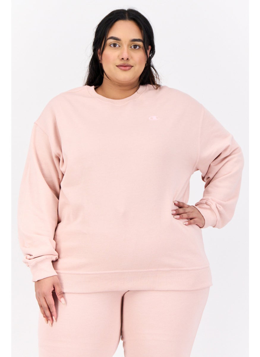 Women Plus Size Long Sleeves Outdoor Sweatshirts, Pink