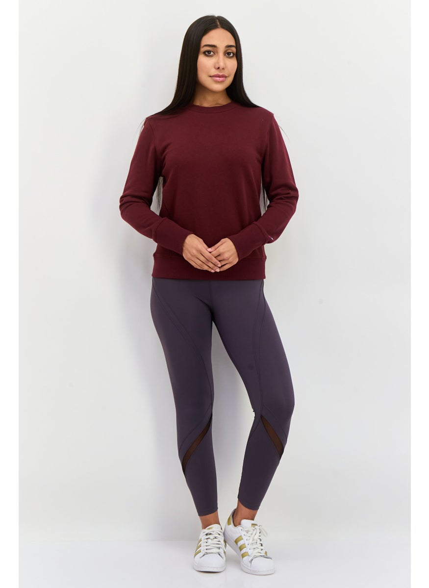 Women Sportswear Fit Long Sleeves Outdoors Sweatshirts, Maroon