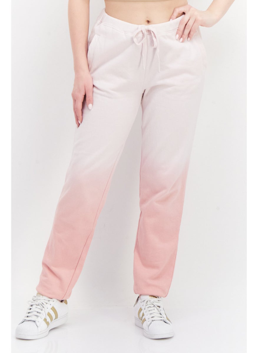 Women Drawstring Ombre Jogger Pants, Pink