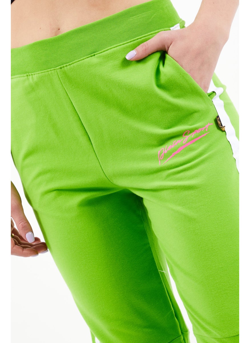 Women Sportswear Fit Brand Logo Training Pants, Lime Green