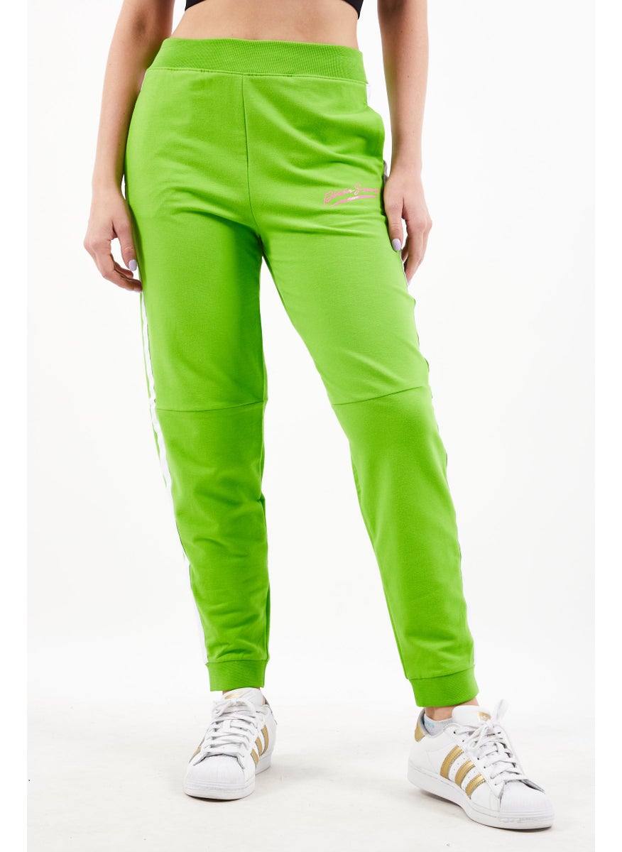 Women Sportswear Fit Brand Logo Training Pants, Lime Green