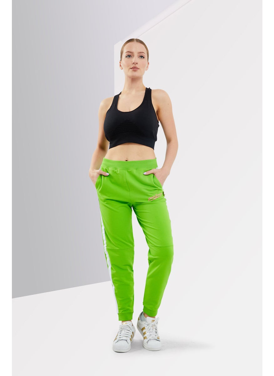 Women Sportswear Fit Brand Logo Training Pants, Lime Green