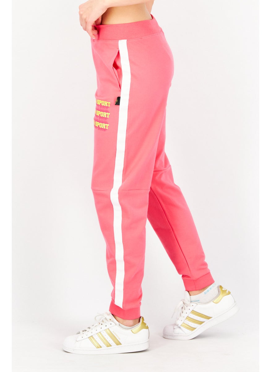 Women Sportswear Fit Brand Logo Training Pants, Pink