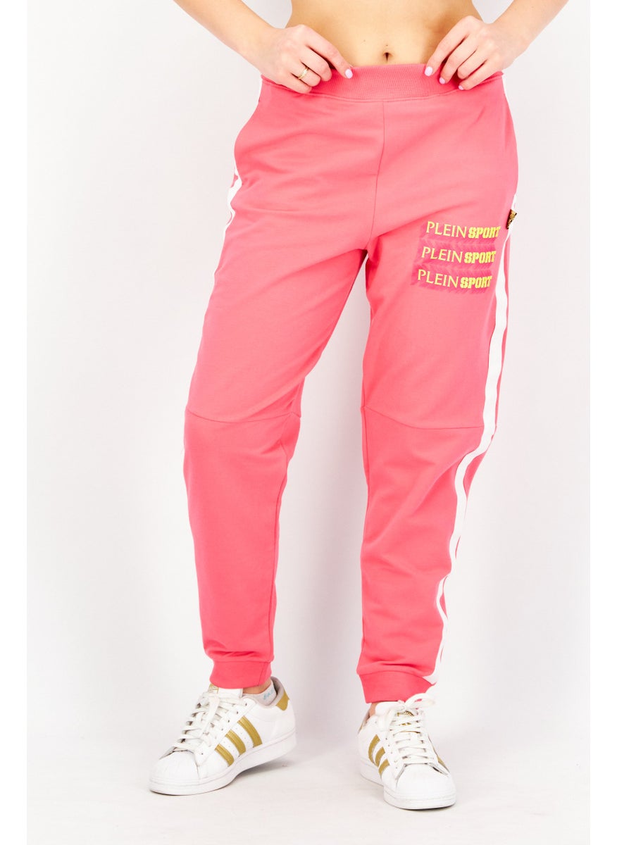 Women Sportswear Fit Brand Logo Training Pants, Pink