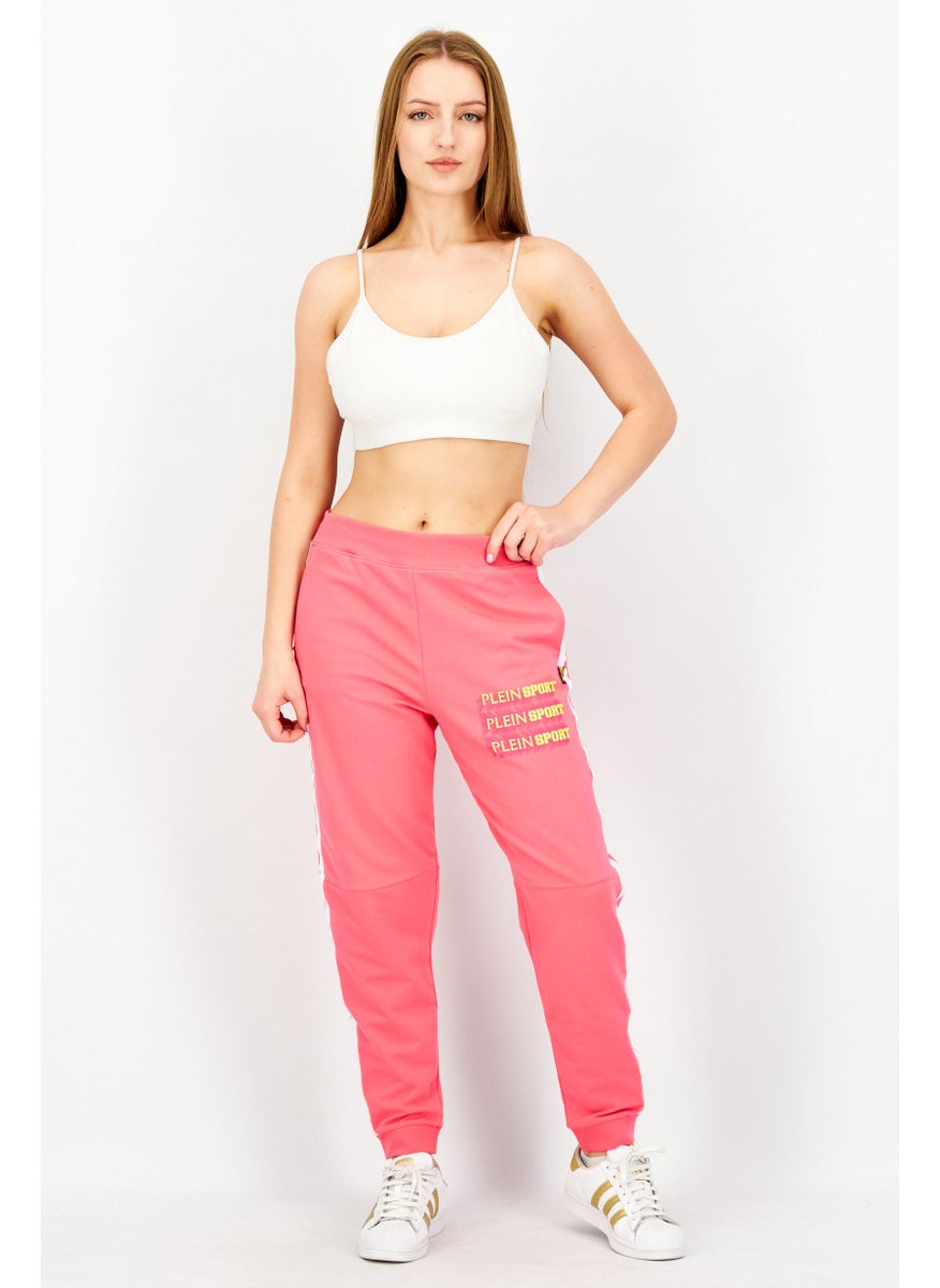 Women Sportswear Fit Brand Logo Training Pants, Pink