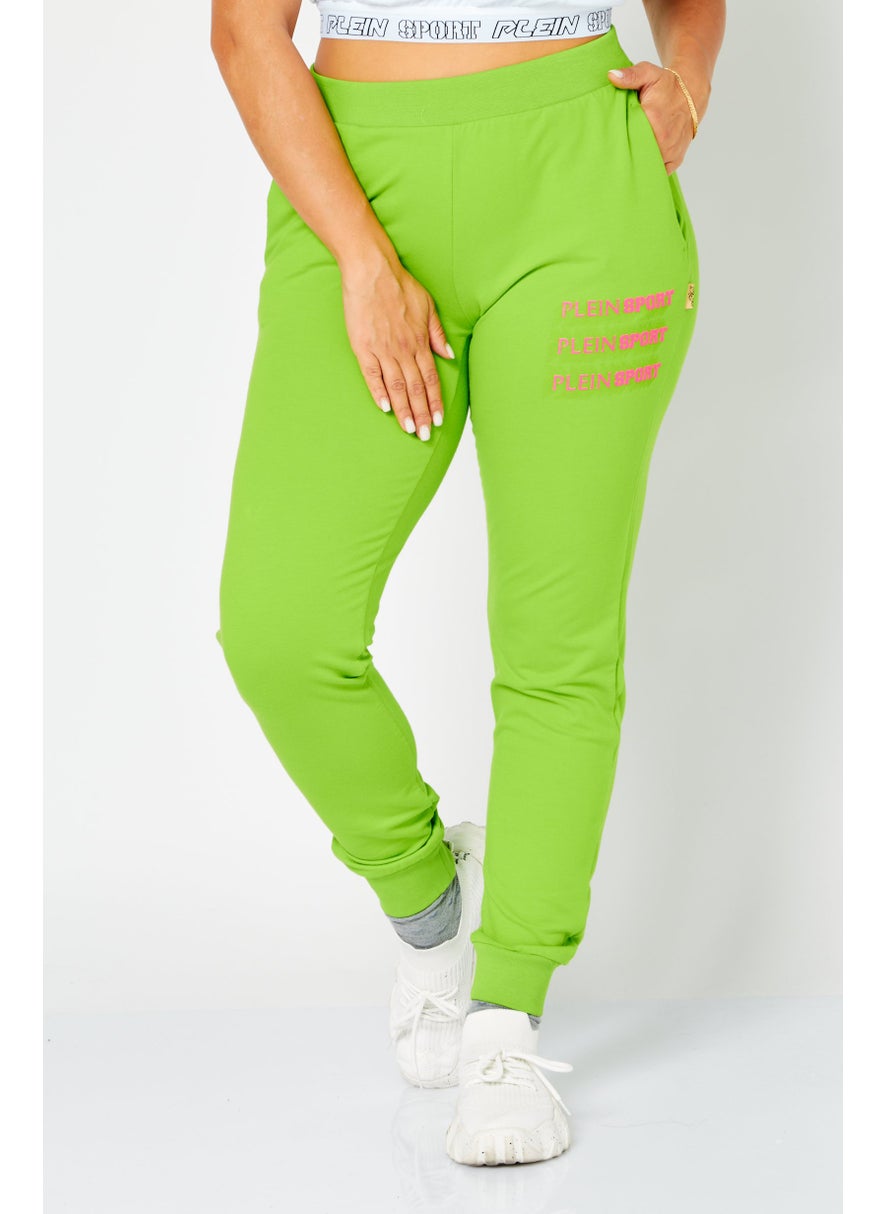 Women Sportswear Fit Brand Logo Training Pants, Light Green