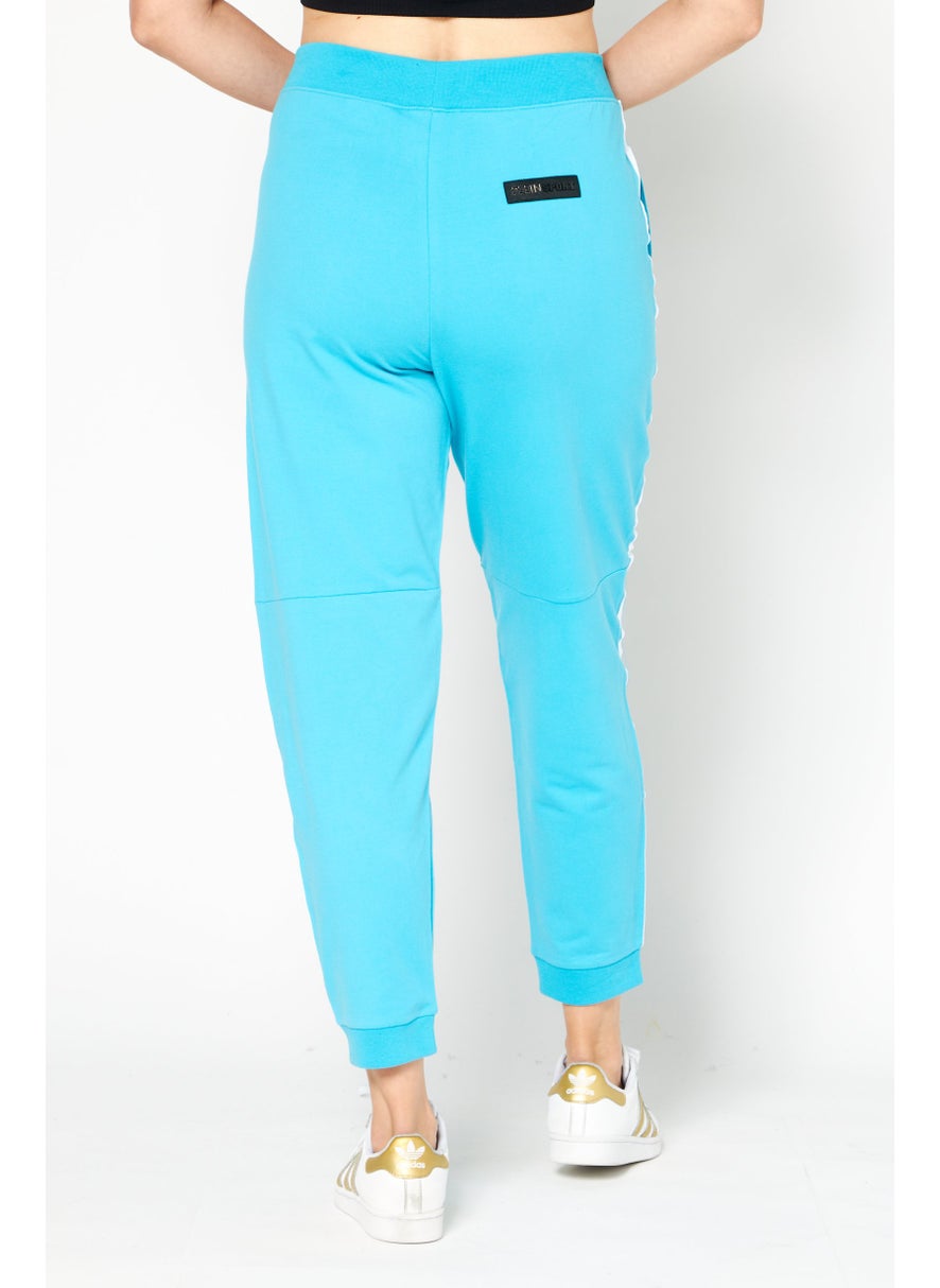 Women Sportswear Fit Brand Logo Training Pants, Light Blue