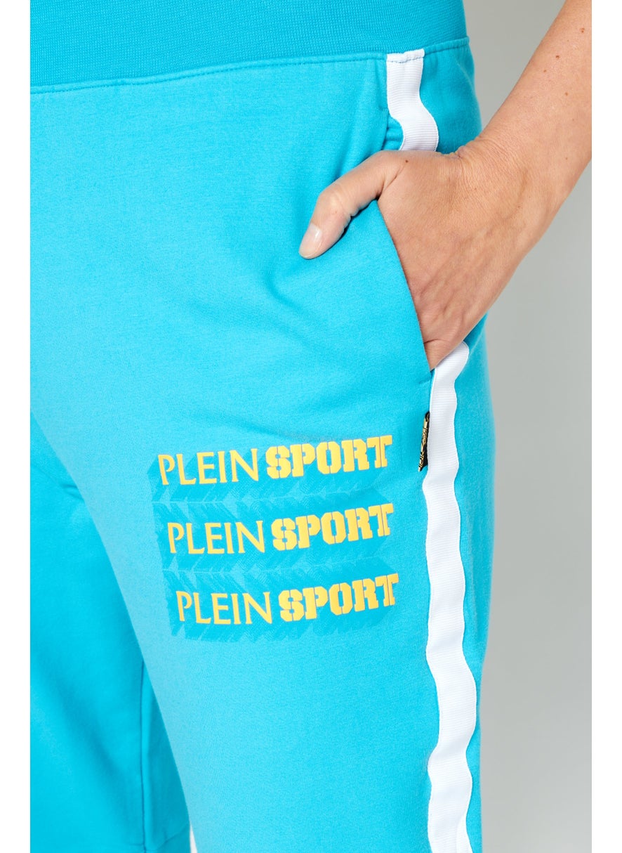 Women Sportswear Fit Brand Logo Training Pants, Light Blue