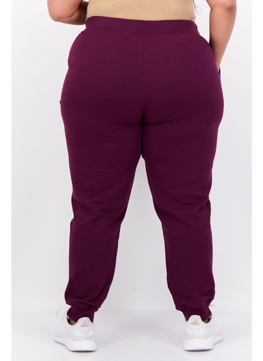 Women Plus Size Outdoor Sweatpants, Burgundy
